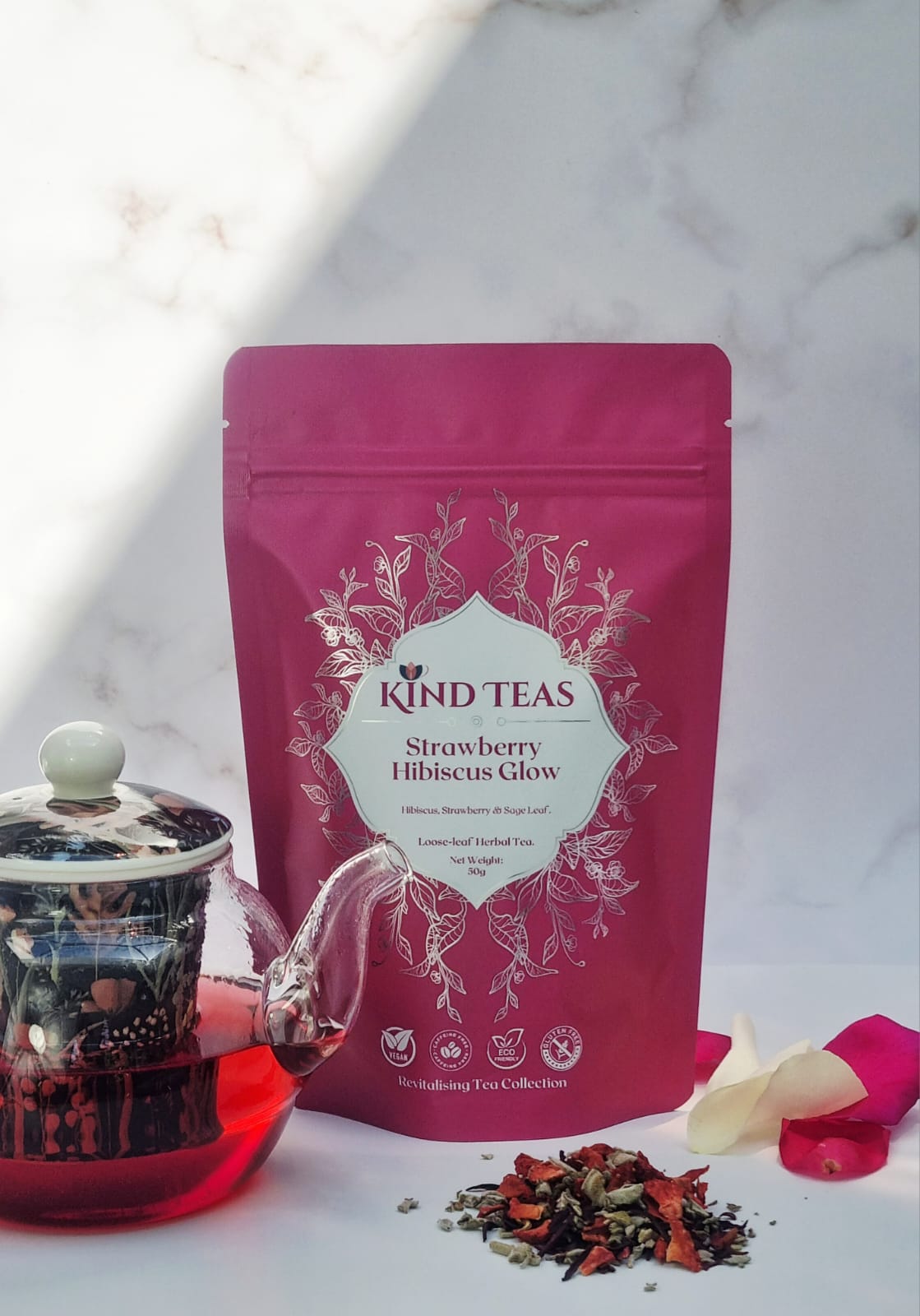 Strawberry Hibiscus Glow Herbal Infusion (Sweet and Tangy)